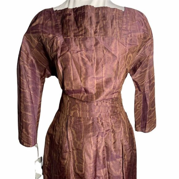 Bill Blass Moire Silk Taffeta Skirt Set S Rouge - Picture 3 of 10